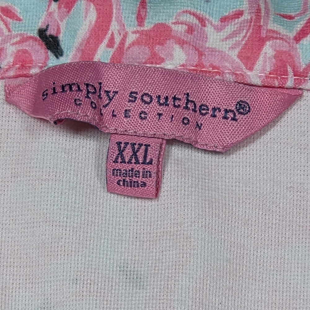Simply Southern XXL Pink Blue Flamingo Animal Print VNeck Sleeveless Tunic Dress - Picture 3 of 10